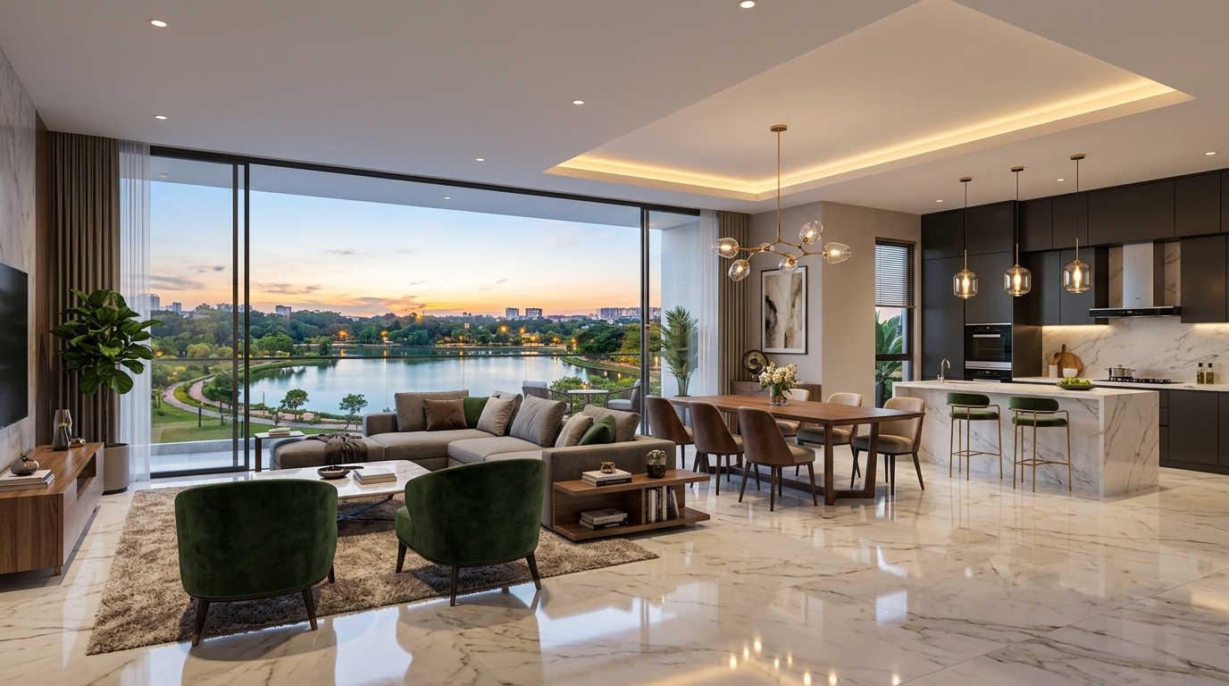 3 BHK Lakefront Luxury Layout Plan